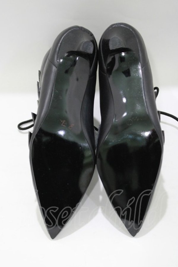 画像4: Goth Pikes / バックルヒールブーツ US7 黒 H-25-05-02-071-PU-SH-KB-ZH (4)