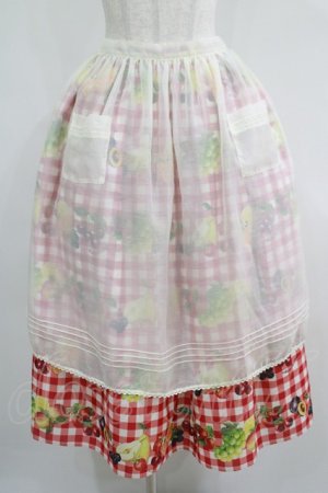 画像: Melody BasKet / Fruits BasKetエプロン付きスカート  レッド H-25-05-02-008-LO-SK-KB-ZH