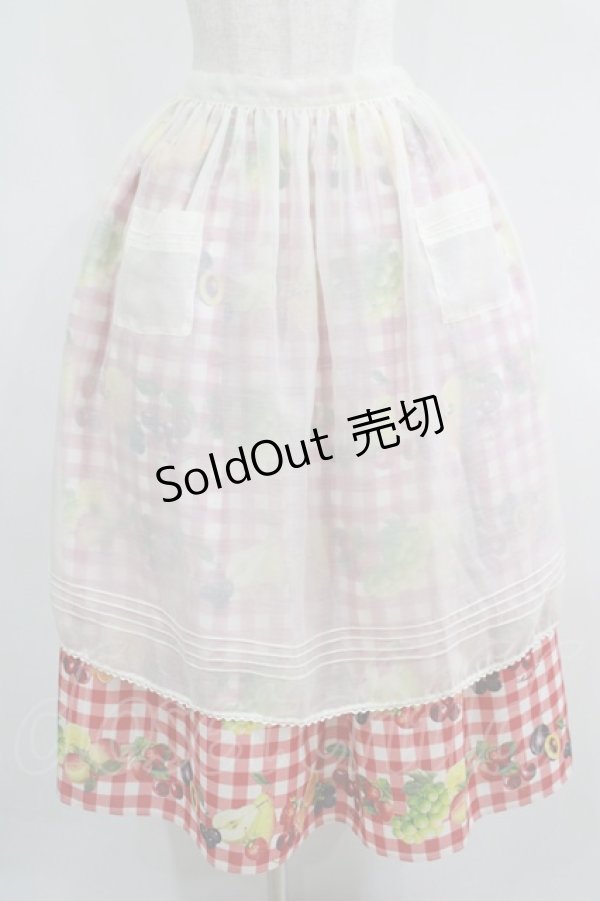 画像1: Melody BasKet / Fruits BasKetエプロン付きスカート  レッド H-25-05-02-008-LO-SK-KB-ZH (1)