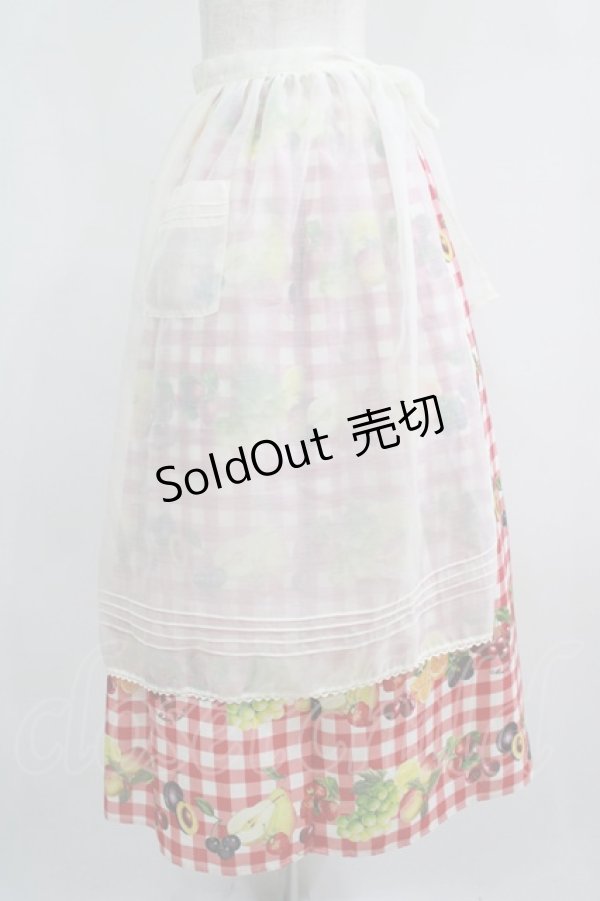 画像2: Melody BasKet / Fruits BasKetエプロン付きスカート  レッド H-25-05-02-008-LO-SK-KB-ZH (2)