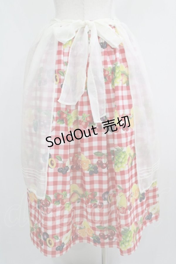 画像3: Melody BasKet / Fruits BasKetエプロン付きスカート  レッド H-25-05-02-008-LO-SK-KB-ZH (3)