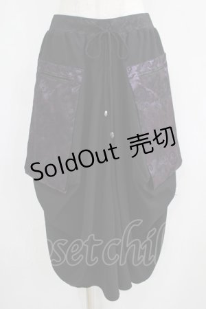 画像: Qutie Frash / ジャガード切替パンツ  黒×紫 H-25-05-02-015-QU-PA-KB-ZH
