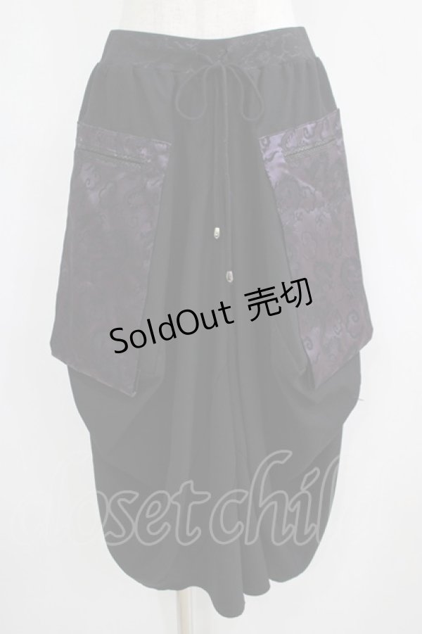 画像1: Qutie Frash / ジャガード切替パンツ  黒×紫 H-25-05-02-015-QU-PA-KB-ZH (1)