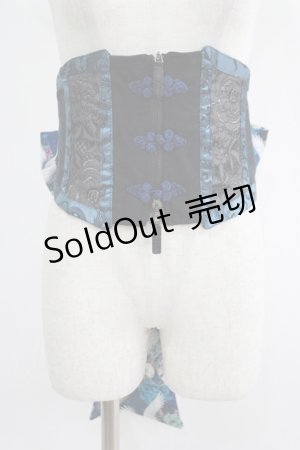 画像: Qutie Frash / 2015プレミアム-リボンコルセット  黒×青 H-25-05-02-024-QU-ZA-KB-ZH