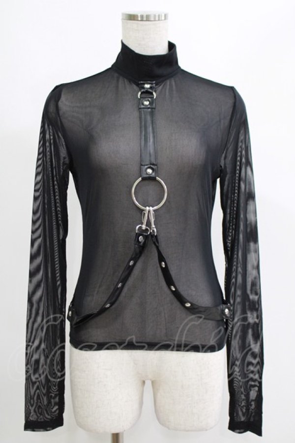 画像1: KILL STAR / Mock Widow Mesh Top S ブラック H-25-05-03-1053-SL-TO-KB-ZH (1)