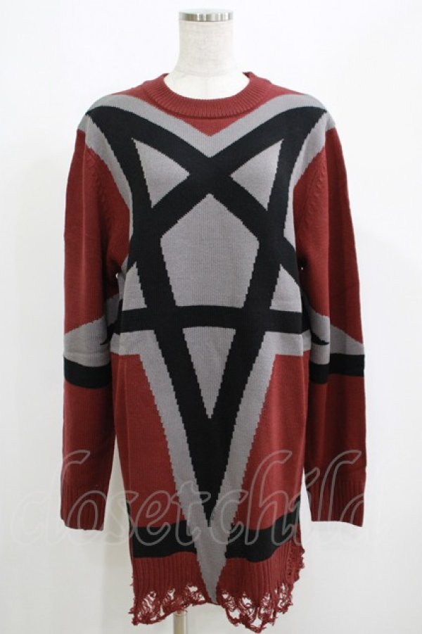 画像1: KILL STAR / Star Crux Knit Sweater S ボルドー H-25-05-03-1055-SL-TO-KB-ZH (1)