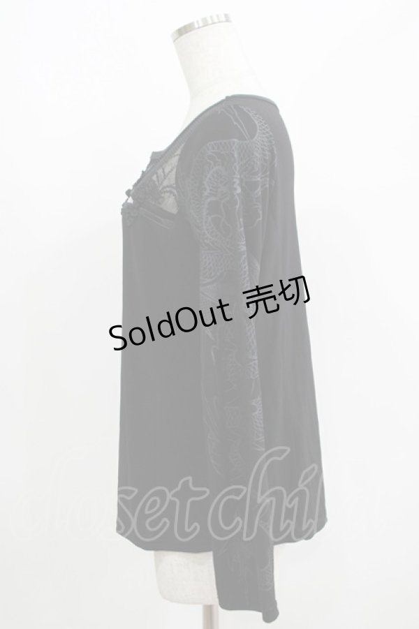 画像2: Qutie Frash / チャイナカットソー  黒 H-25-05-03-1065-QU-TO-KB-ZH (2)