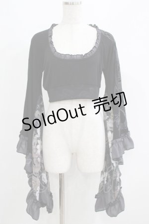 画像: Qutie Frash / メッシュ着物袖トップス  黒 H-25-05-03-1066-QU-TO-KB-ZH