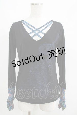 画像: Qutie Frash / クロスインナーT  黒×青 H-25-05-03-1068-QU-TO-KB-ZH
