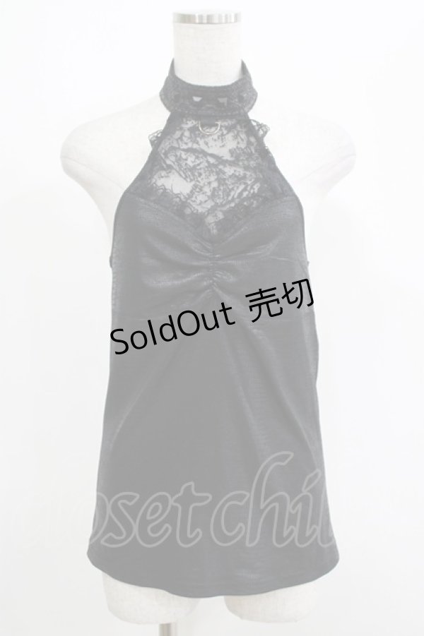 画像1: Qutie Frash / ホルターキャミ  黒 H-25-05-03-1071-QU-TO-KB-ZH (1)