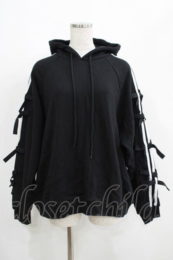 画像1: Candy Stripper / RIBBON SWEAT HOODIE 2 ブラック H-25-05-03-1012-PU-TO-KB-ZH (1)