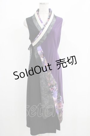 画像: Qutie Frash / 着物チュニック  黒×紫 H-25-05-03-1014-QU-TO-KB-ZH
