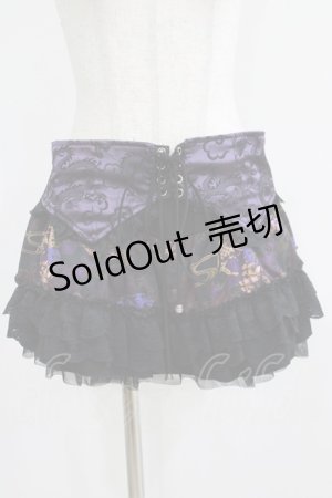 画像: Qutie Frash / レースフリルインナーパンツ付スカート  黒×紫 H-25-05-03-1030-QU-SK-KB-ZH