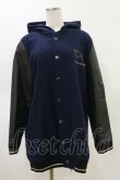 画像1: elements,H / レザー切替フードブルゾン HOMME ネイビー H-25-05-04-1024-PU-JA-KB-ZH (1)