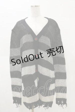 画像: KILL STAR / Stripe Of Evil Cardigan XS ブラック H-25-05-04-1044-SL-TO-KB-ZT380