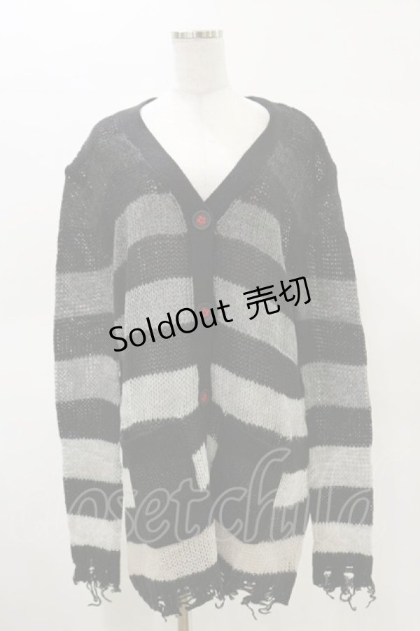 画像1: KILL STAR / Stripe Of Evil Cardigan XS ブラック H-25-05-04-1044-SL-TO-KB-ZT380 (1)