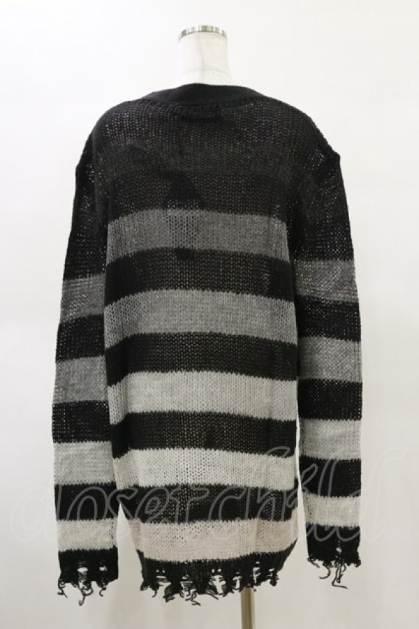 画像2: KILL STAR / Stripe Of Evil Cardigan XS ブラック H-25-05-04-1044-SL-TO-KB-ZH (2)