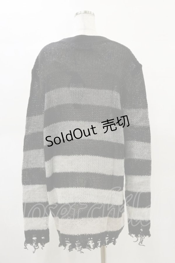 画像2: KILL STAR / Stripe Of Evil Cardigan XS ブラック H-25-05-04-1044-SL-TO-KB-ZT380 (2)