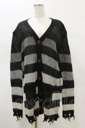画像: KILL STAR / Stripe Of Evil Cardigan XS ブラック H-25-05-04-1045-SL-TO-KB-ZH