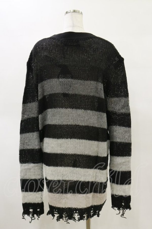 画像2: KILL STAR / Stripe Of Evil Cardigan XS ブラック H-25-05-04-1045-SL-TO-KB-ZH (2)