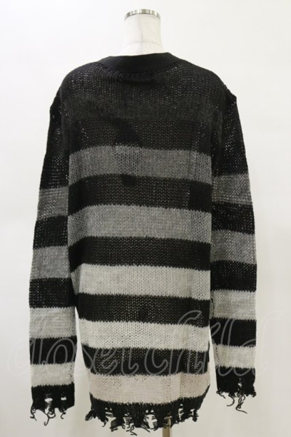 画像2: KILL STAR / Stripe Of Evil Cardigan XS ブラック H-25-05-04-1046-SL-TO-KB-ZH (2)