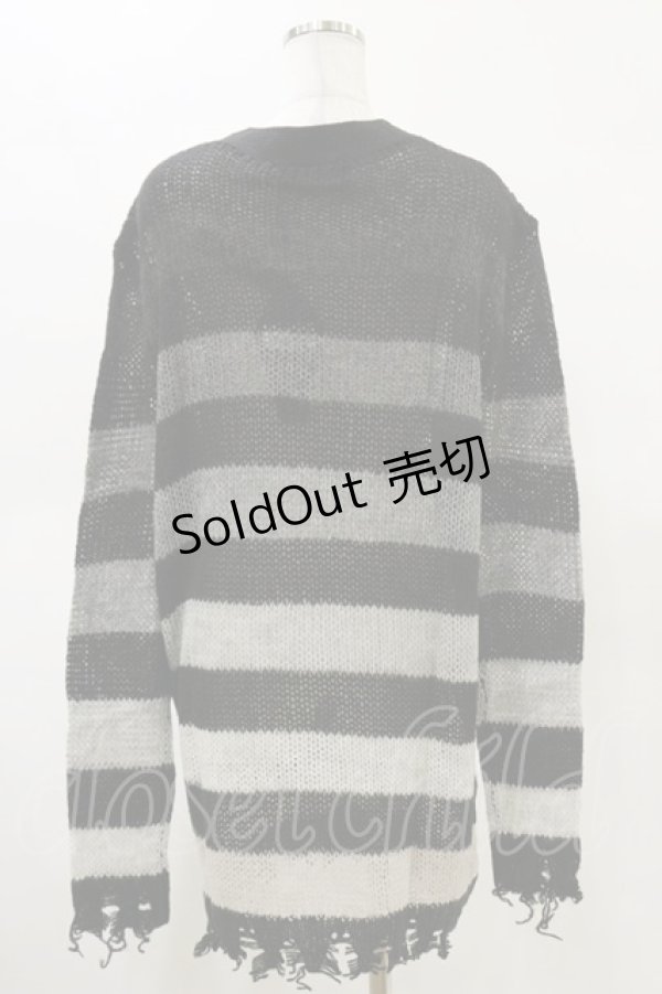 画像2: 【SALE】KILL STAR / Stripe Of Evil Cardigan XS ブラック H-25-05-04-1046-SL-TO-KB-ZT389 (2)