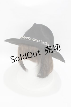 画像: SEX POT ReVeNGe / チェーンチャーム付ハット  黒 H-25-05-04-003-SP-AC-KB-ZH