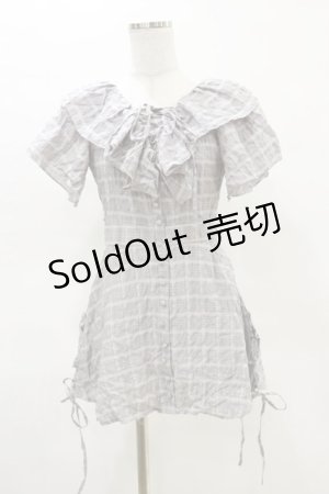 画像: Melt the lady / ボリュームフリルチェックブラウス Free グレー H-25-05-05-048-PU-BL-NS-ZH