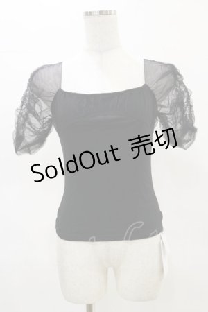 画像: Melt the lady / チュール袖トップス Free ブラック H-25-05-05-051-PU-TO-NS-ZH