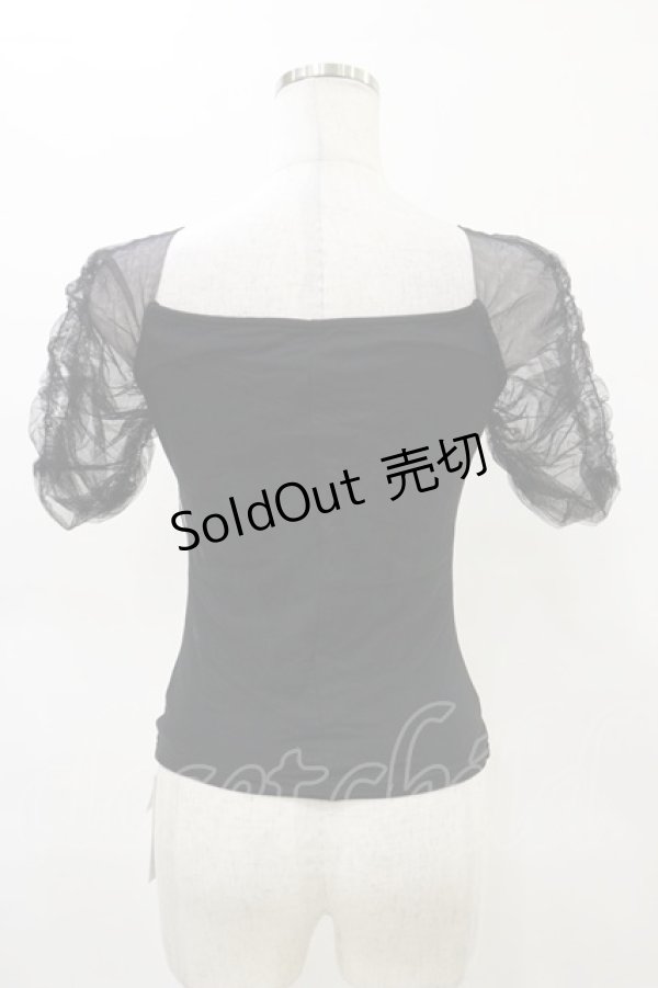 画像2: Melt the lady / チュール袖トップス Free ブラック H-25-05-05-051-PU-TO-NS-ZH (2)