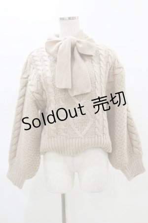 画像: F&A / ボウタイ付きケーブルニットプルオーバー Free PINK BEIGE H-25-05-05-056-LO-TO-NS-ZH