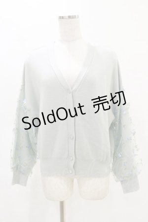 画像: axes femme / 袖刺繍ニットカーディガン M ミント H-25-05-05-060-AX-TO-NS-ZH