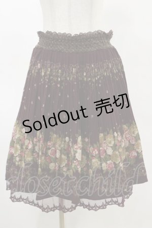 画像: axes femme / 花柄プリーツスカート M ボルドー H-25-05-05-072-AX-SK-NS-ZH