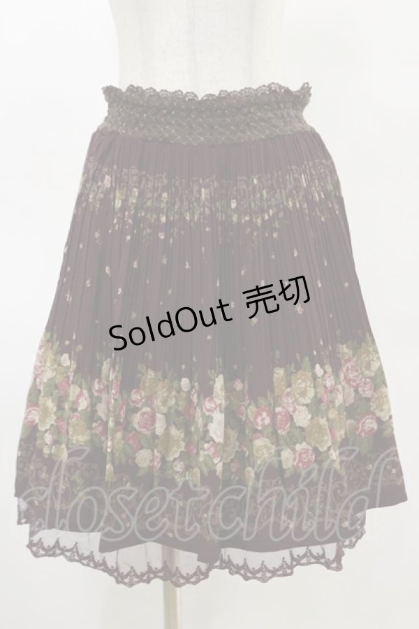 画像1: axes femme / 花柄プリーツスカート M ボルドー H-25-05-05-072-AX-SK-NS-ZH (1)