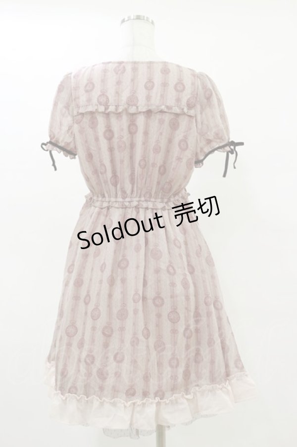 画像2: axes femme / 時計プリントワンピース M ピンク H-25-05-05-080-AX-OP-NS-ZH (2)