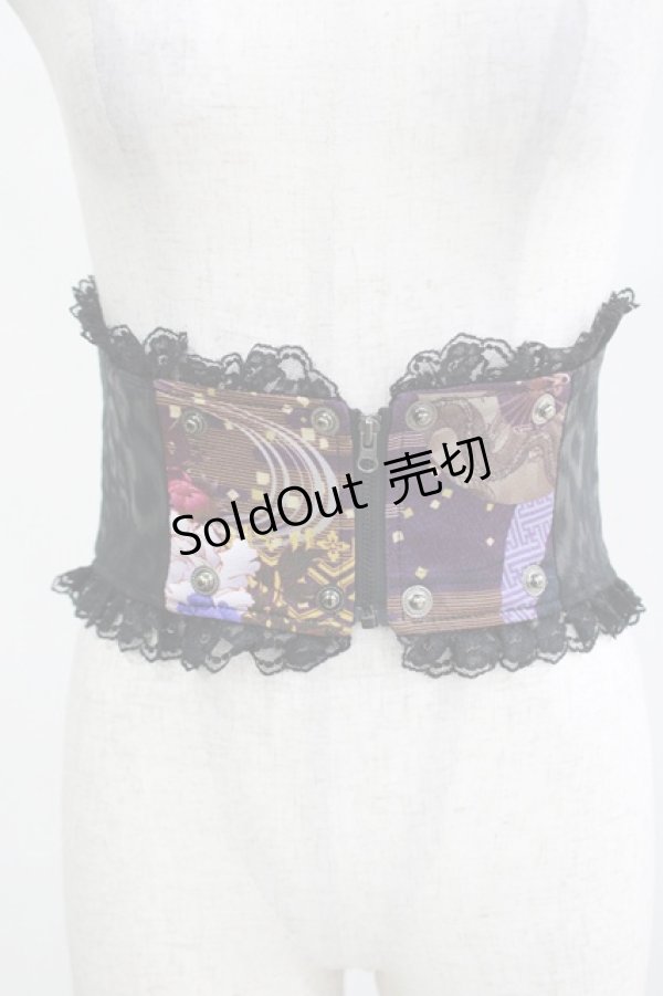 画像1: Qutie Frash / リボン帯コルセット  黒 H-25-05-05-1001-QU-ZA-KB-ZH (1)