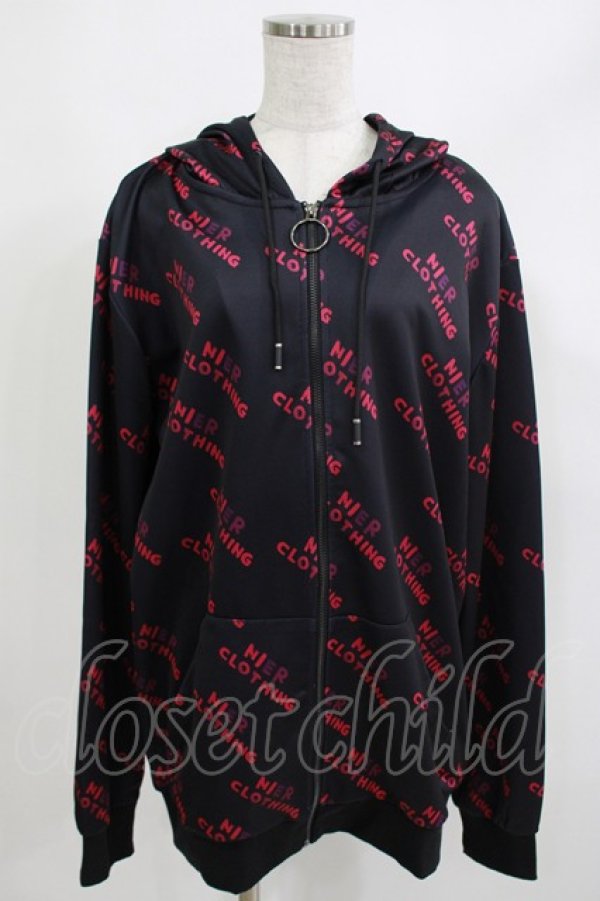 画像1: NieR Clothing / 総柄ZIPパーカー  黒×ピンク H-25-05-05-1038-PU-TO-KB-ZH (1)