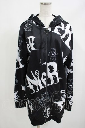画像: NieR Clothing / 総柄ZIPパーカー  黒 H-25-05-05-1039-PU-TO-KB-ZH