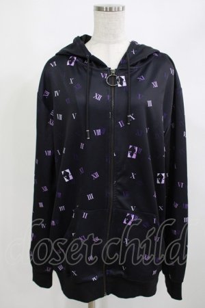 画像: NieR Clothing / 総柄ZIPパーカー  黒×紫 H-25-05-05-1040-PU-TO-KB-ZH