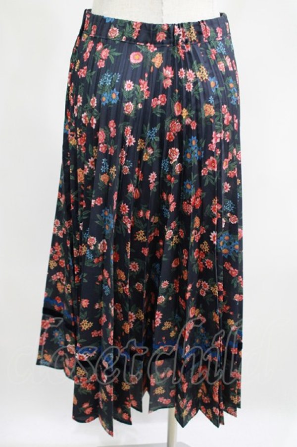 画像3: Jane Marple Dans Le Salon / Flowers of Jouy double accordion skirt  ネイビー H-25-05-05-1022-JM-SK-KB-ZT0507H (3)