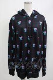 画像1: NieR Clothing / 総柄フードカーディガン  黒 H-25-05-05-1033-PU-TO-KB-ZH (1)