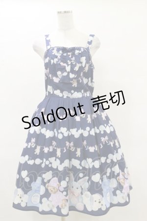 画像: axes femme kawaii / ランドリー柄ジャンスカ M ネイビー H-25-05-05-085-AX-OP-NS-ZH