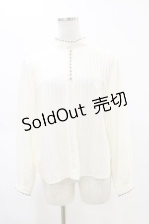 画像: an another angelus / 配色リボンレーススタンドカラーブラウス Free OFF×GR H-25-05-05-033-CA-BL-NS-ZH