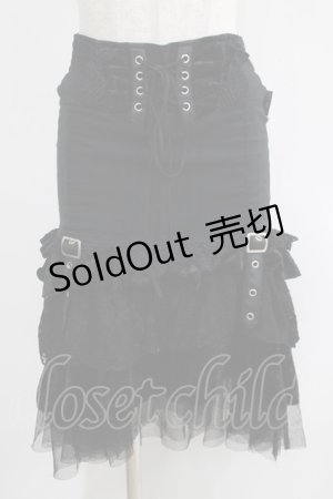 画像: Ozz oneste / ギャザーフリルスカート  黒 H-25-05-06-049-OO-SK-KB-ZH