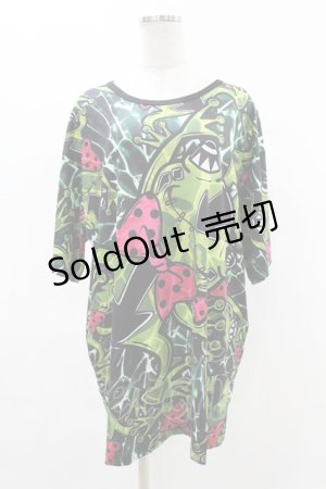 画像: NieR Clothing / プリント半袖CUTSEW F 黒 H-25-05-06-1047-PU-TO-KB-ZH