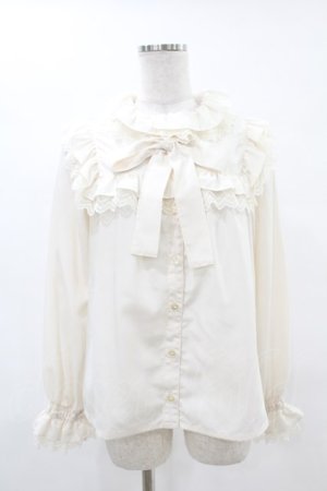 画像: Melody BasKet / フリルレースヨーク切替ブラウス  アイボリー H-25-05-06-1011-LO-BL-KB-ZH