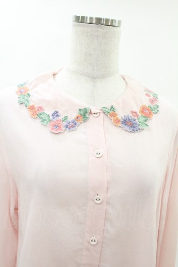 画像4: Jane Marple / Flower embroidery collar blouse  ピンク H-25-05-06-1012-JM-BL-KB-ZH (4)