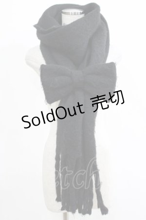 画像: Candy Stripper / HUG ME RIBBONマフラー  黒 H-25-05-06-075-PU-ZA-KB-ZT421