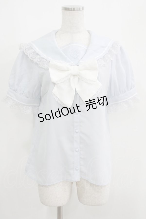 画像1: Secret Honey / フリルセーラー半袖ブラウス Free サックス H-25-05-07-041-CA-BL-NS-ZH (1)