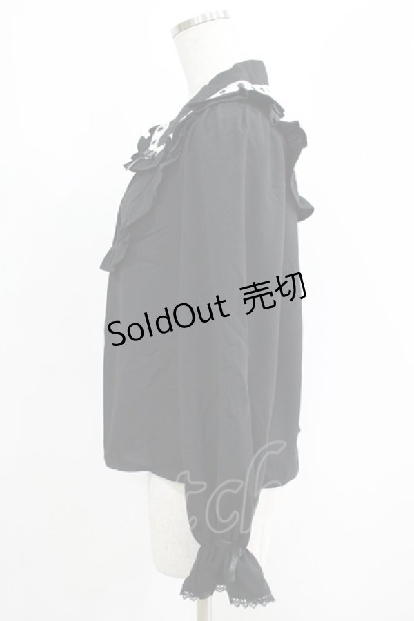 画像2: axes femme kawaii / 梯子レース丸襟ブラウス M ブラック H-25-05-07-051-AX-BL-NS-ZH (2)